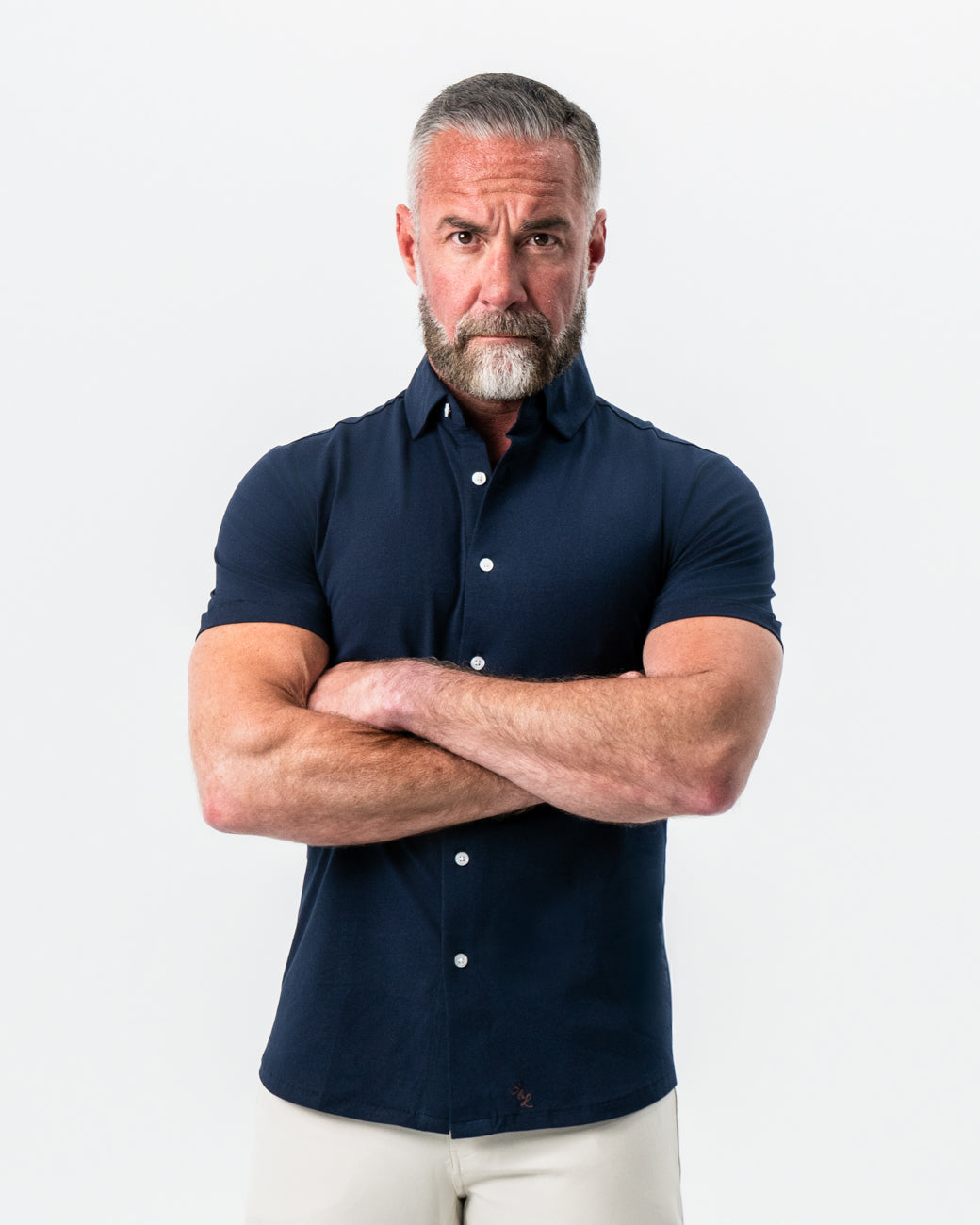 "The Hawkins" Navy Short Sleeve Button Down | State & Liberty Tops