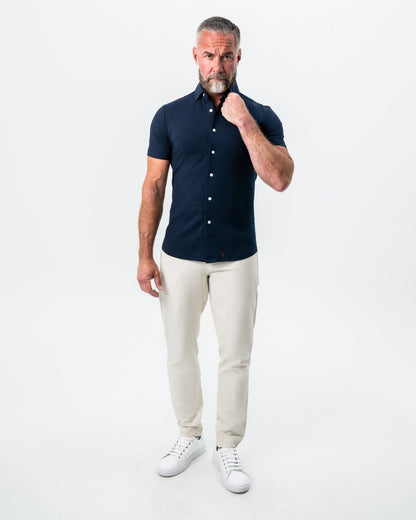 "The Hawkins" Navy Short Sleeve Button Down | State & Liberty Tops