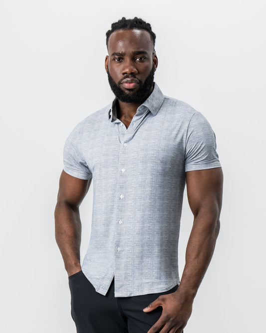 "The Jefferson" Light Grey Printed Linen | State & Liberty Tops