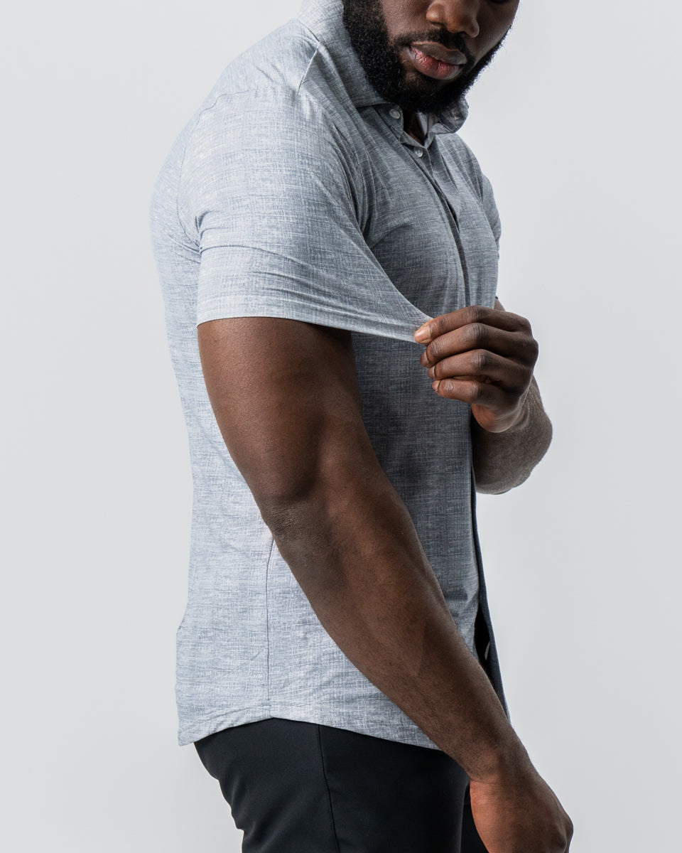 "The Jefferson" Light Grey Printed Linen | State & Liberty Tops