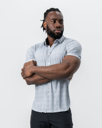 "The Jefferson" Light Grey Printed Linen | State & Liberty Tops