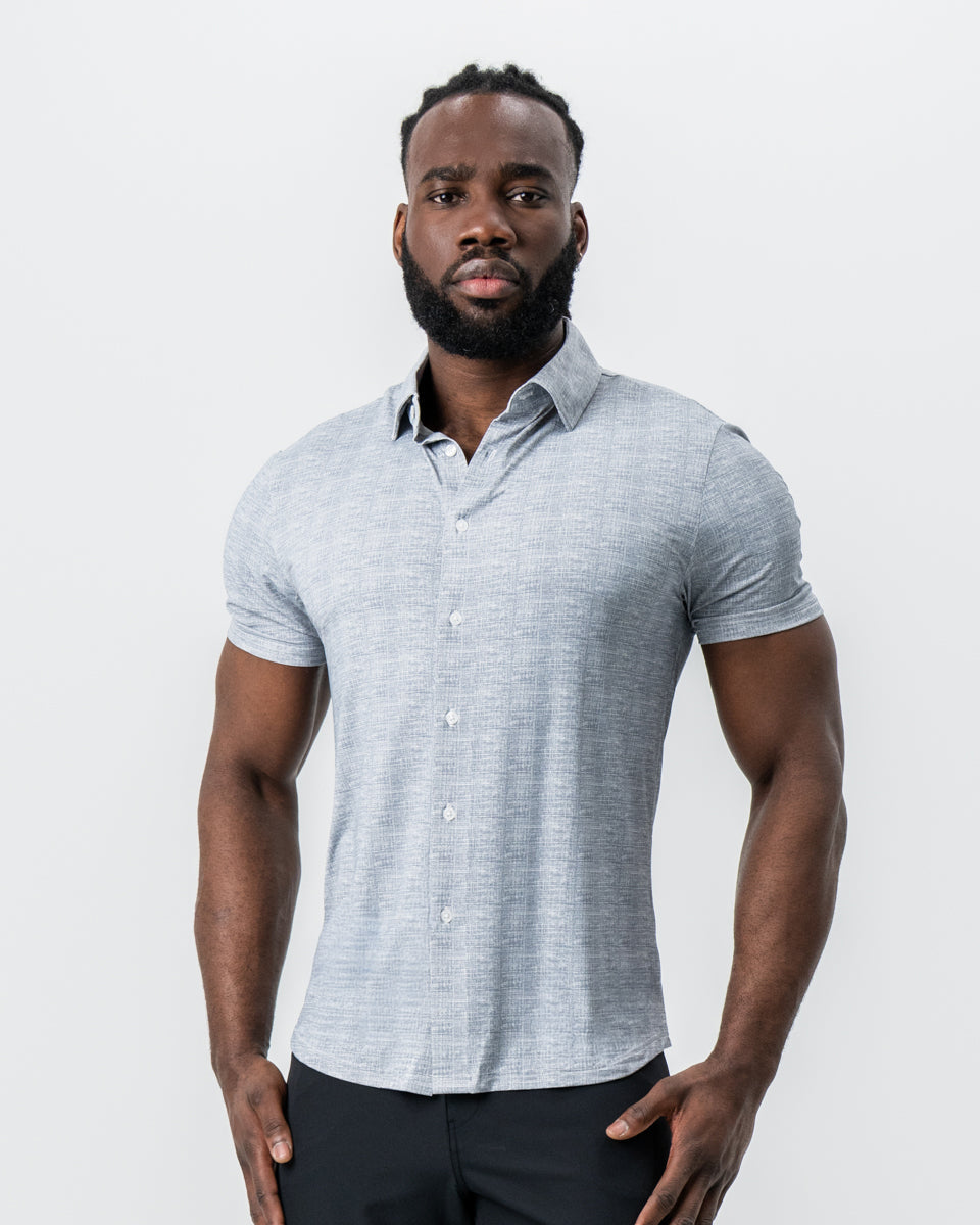 "The Jefferson" Light Grey Printed Linen | State & Liberty Tops