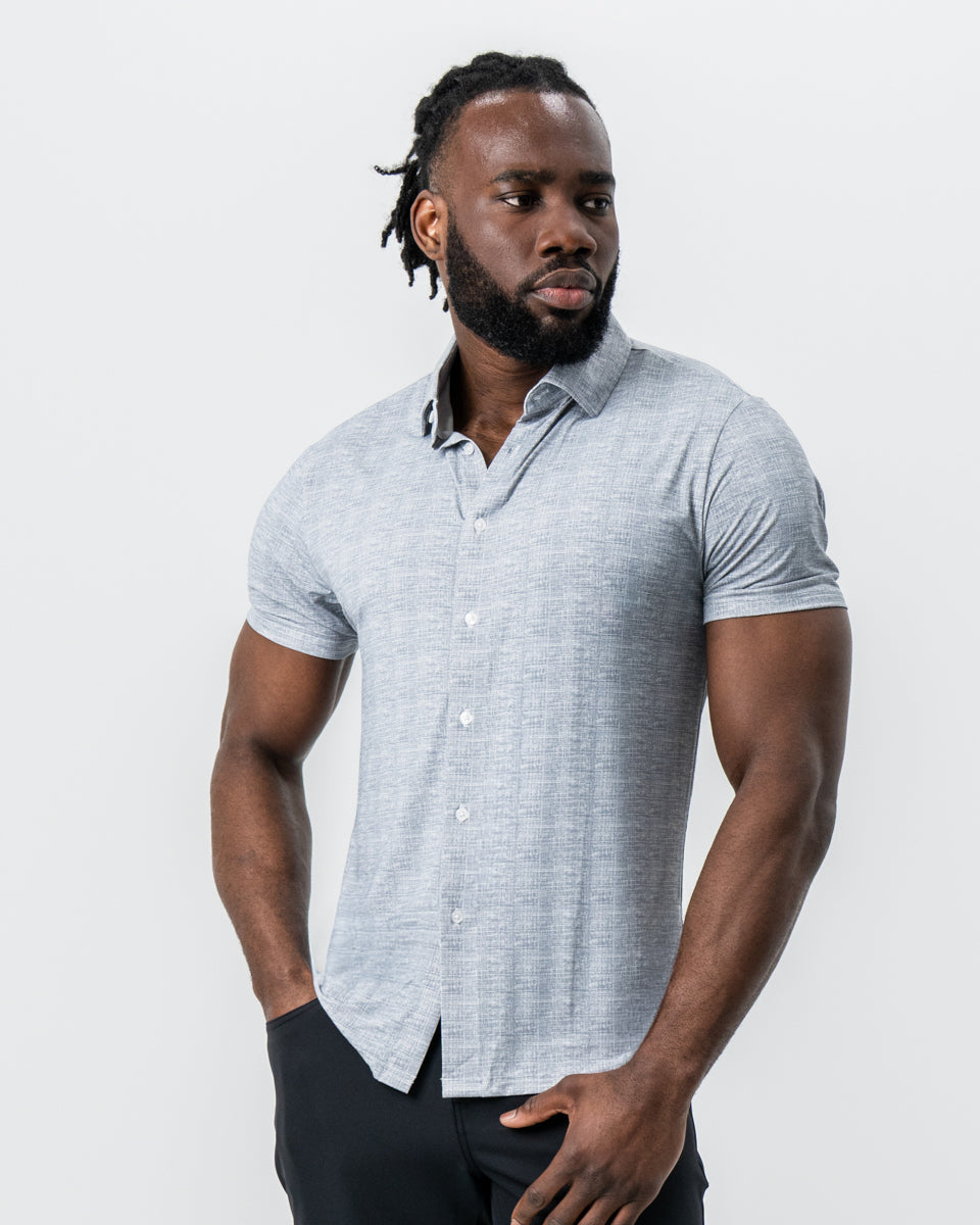 "The Jefferson" Light Grey Printed Linen | State & Liberty Tops