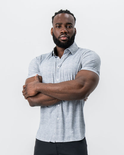 "The Jefferson" Light Grey Printed Linen | State & Liberty Tops