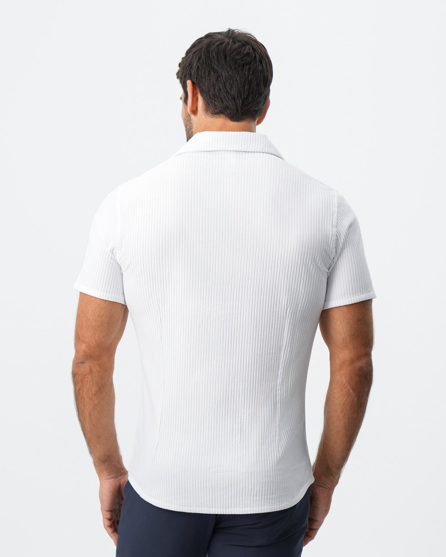 Seersucker Short Sleeve Button Down - White | State & Liberty Tops