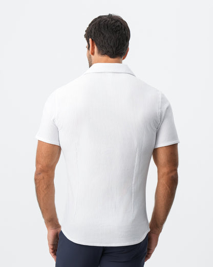 Seersucker Short Sleeve Button Down - White | State & Liberty Tops