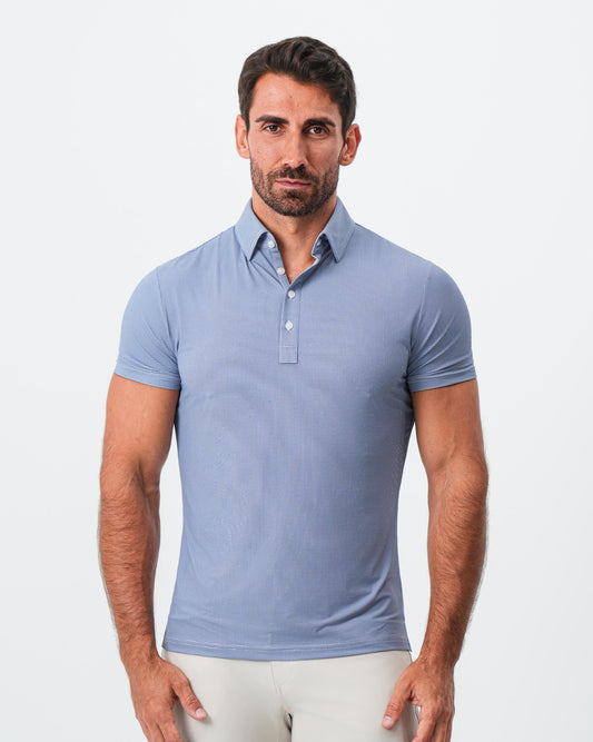 "The Flight" Blue Micro Grid Print | State & Liberty Tops