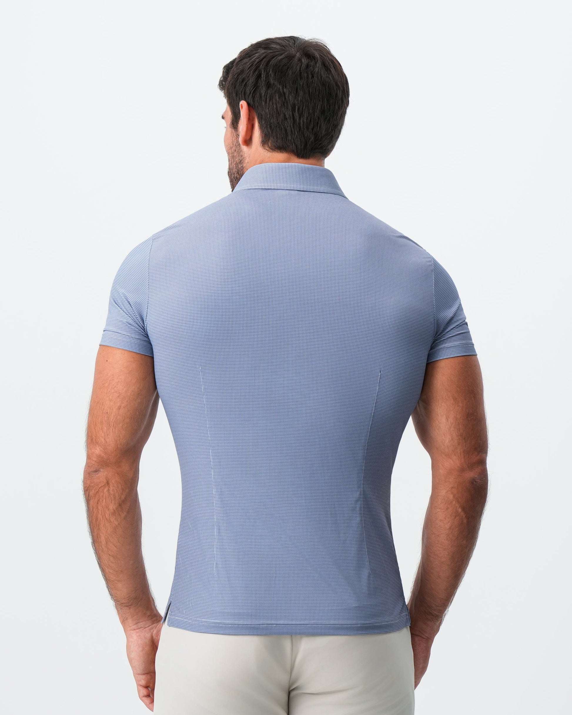 "The Flight" Blue Micro Grid Print | State & Liberty Tops
