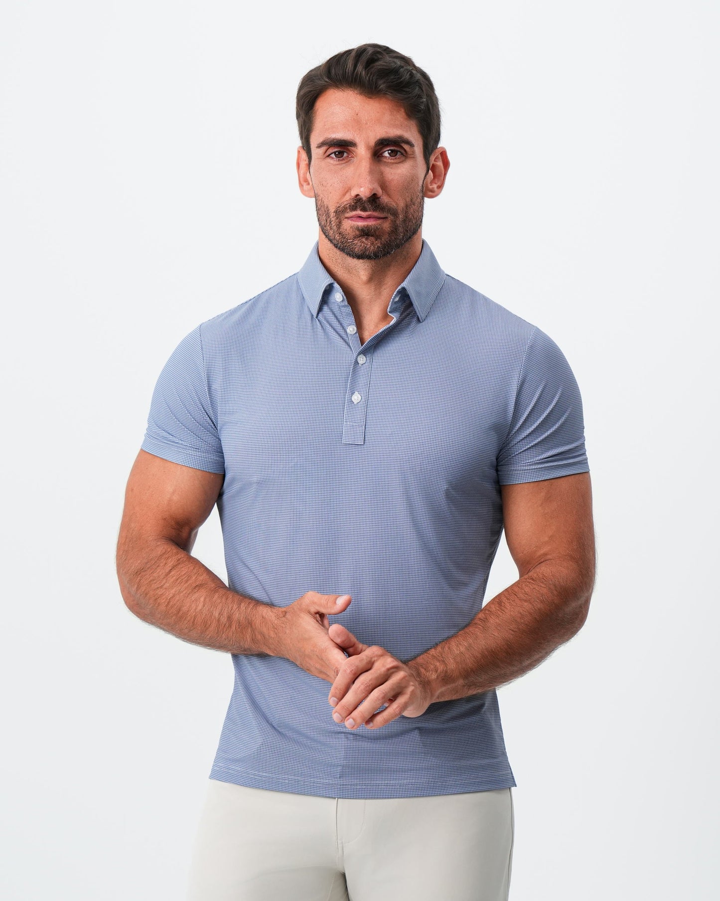 "The Flight" Blue Micro Grid Print | State & Liberty Tops
