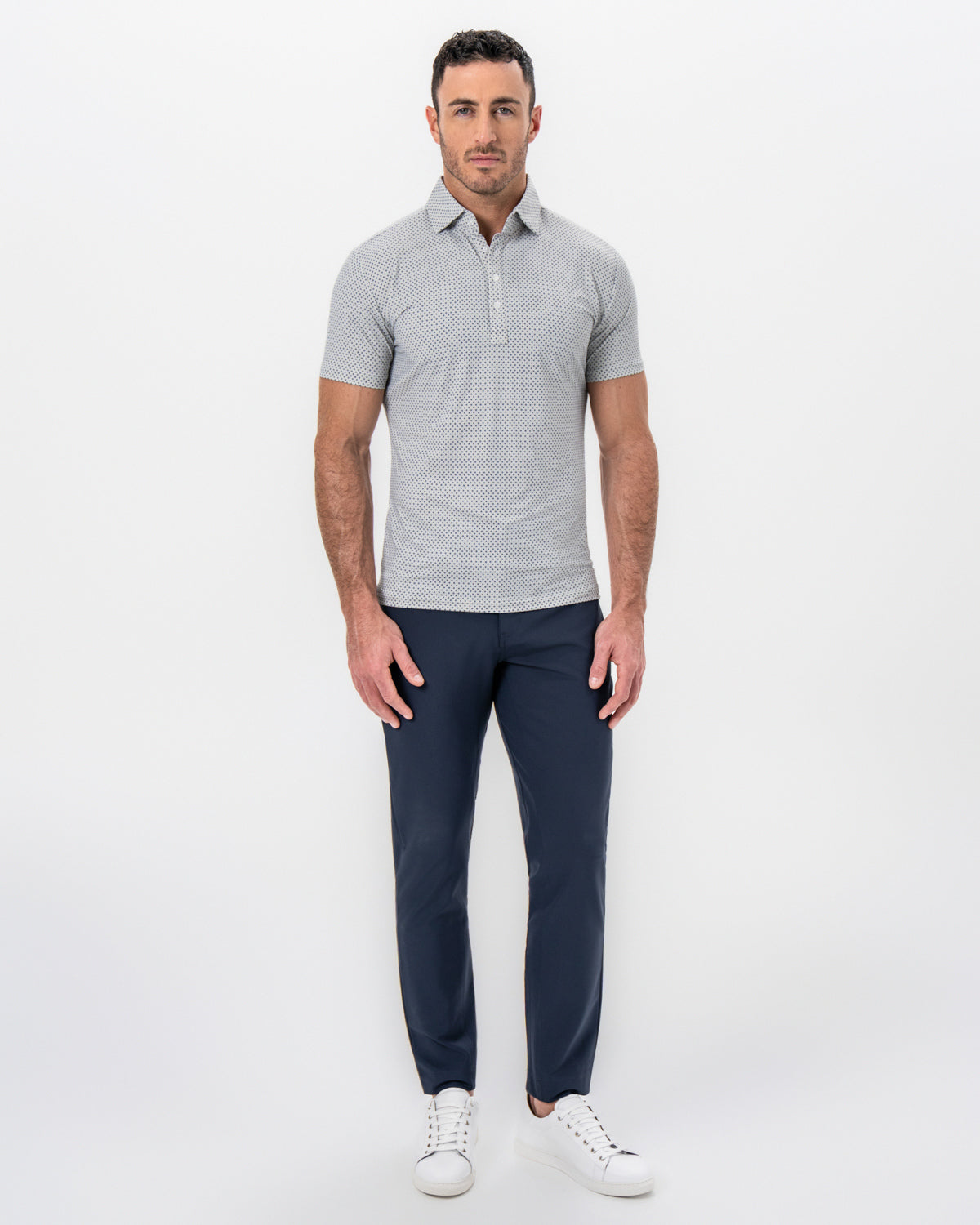 "The Frost" White with Navy Square Print | State & Liberty Tops