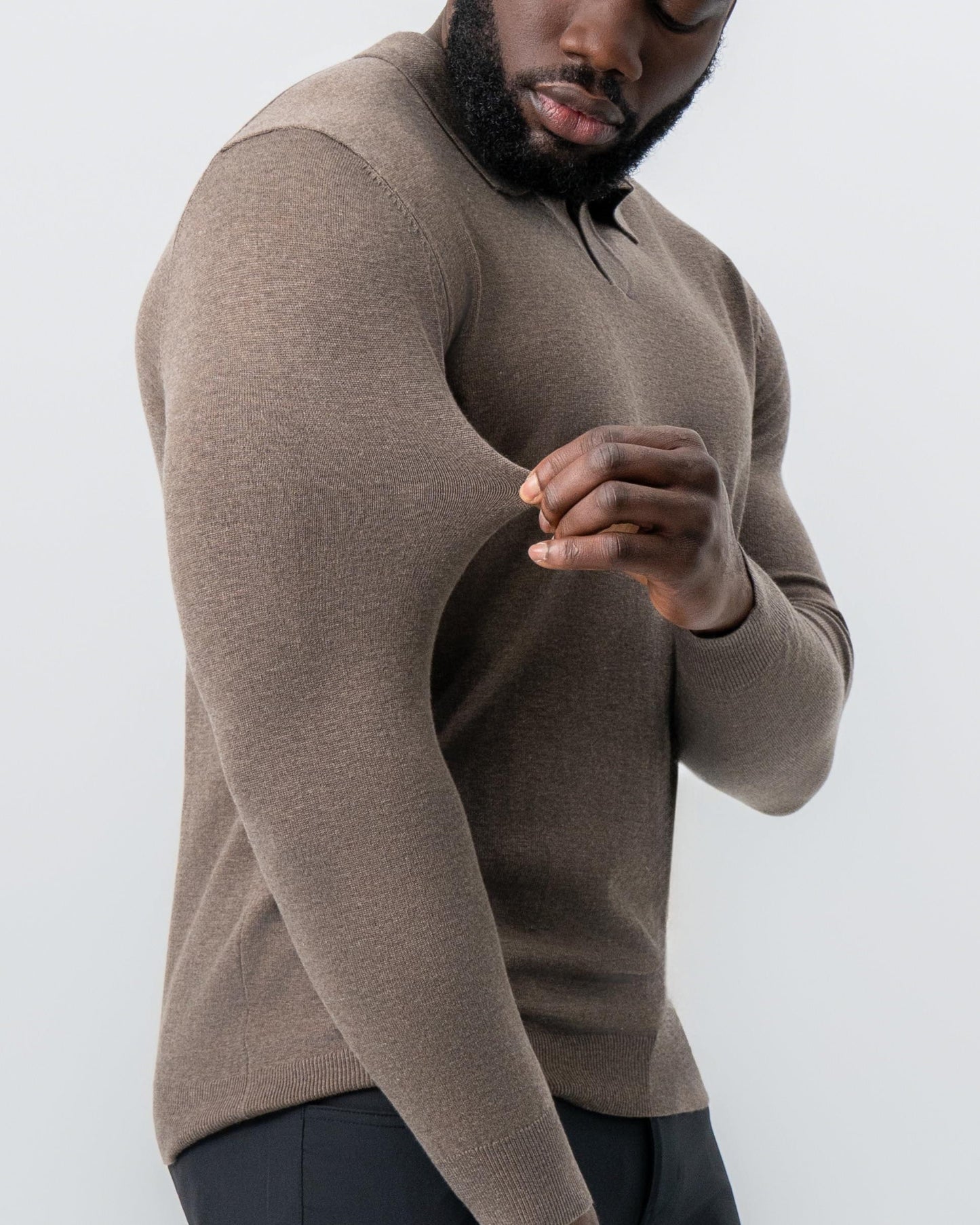 Buttonless Sweater Polo - Brown | State & Liberty Tops