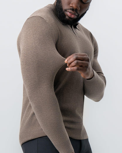 Buttonless Sweater Polo - Brown | State & Liberty Tops