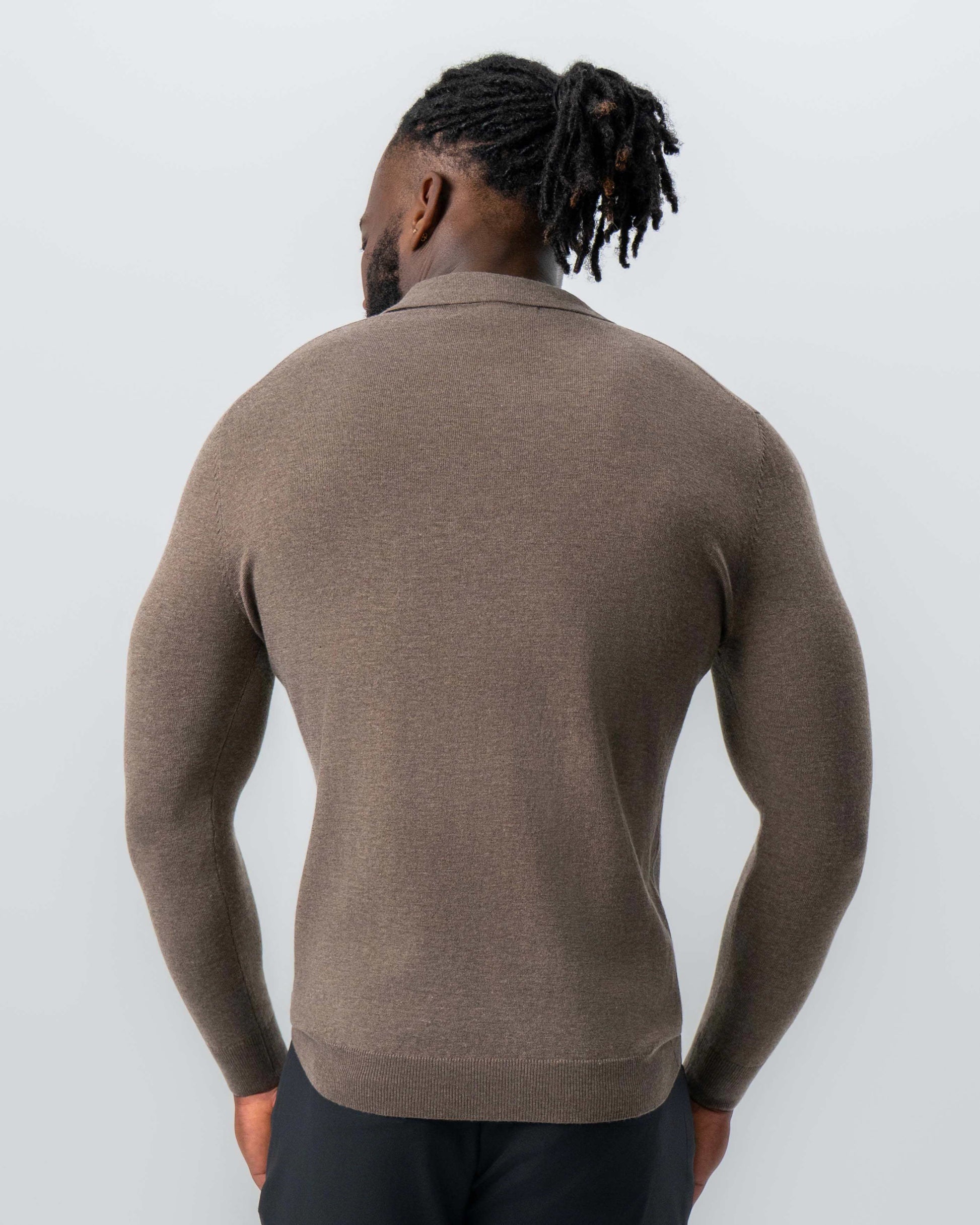 Buttonless Sweater Polo - Brown | State & Liberty Tops