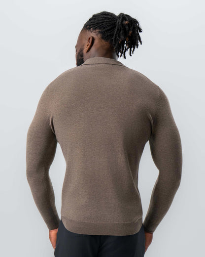 Buttonless Sweater Polo - Brown | State & Liberty Tops