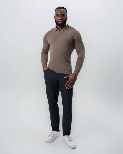 Buttonless Sweater Polo - Brown | State & Liberty Tops