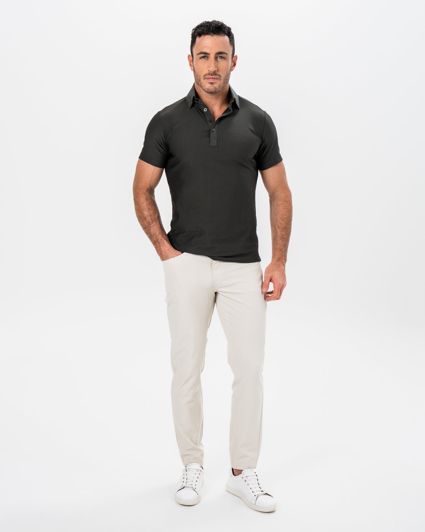 Seersucker Polo - Army Green | State & Liberty Tops