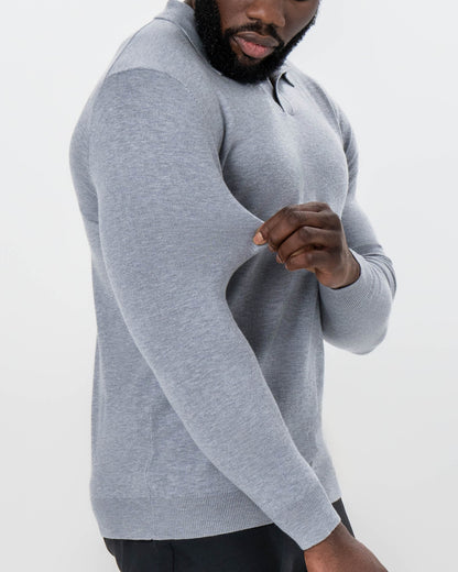 Buttonless Sweater Polo - Light Grey | State & Liberty Tops