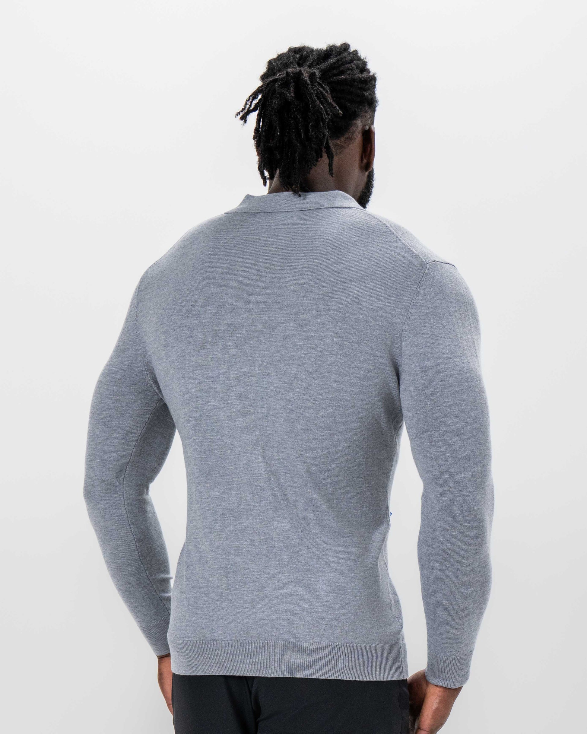 Buttonless Sweater Polo - Light Grey | State & Liberty Tops
