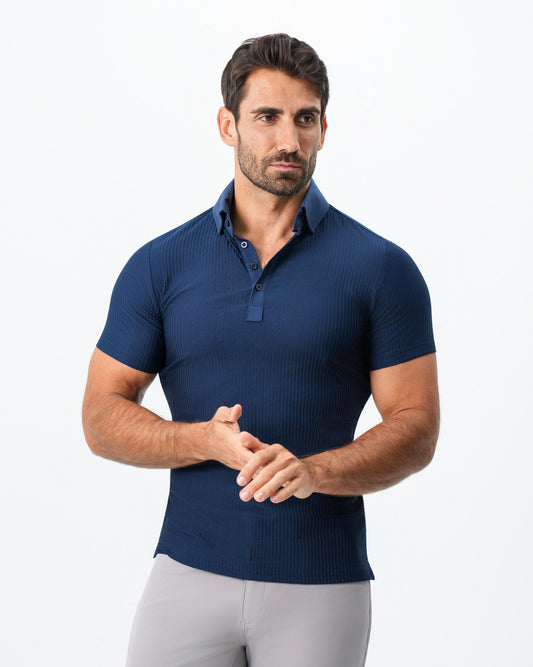 Seersucker Polo - Navy | State & Liberty Tops