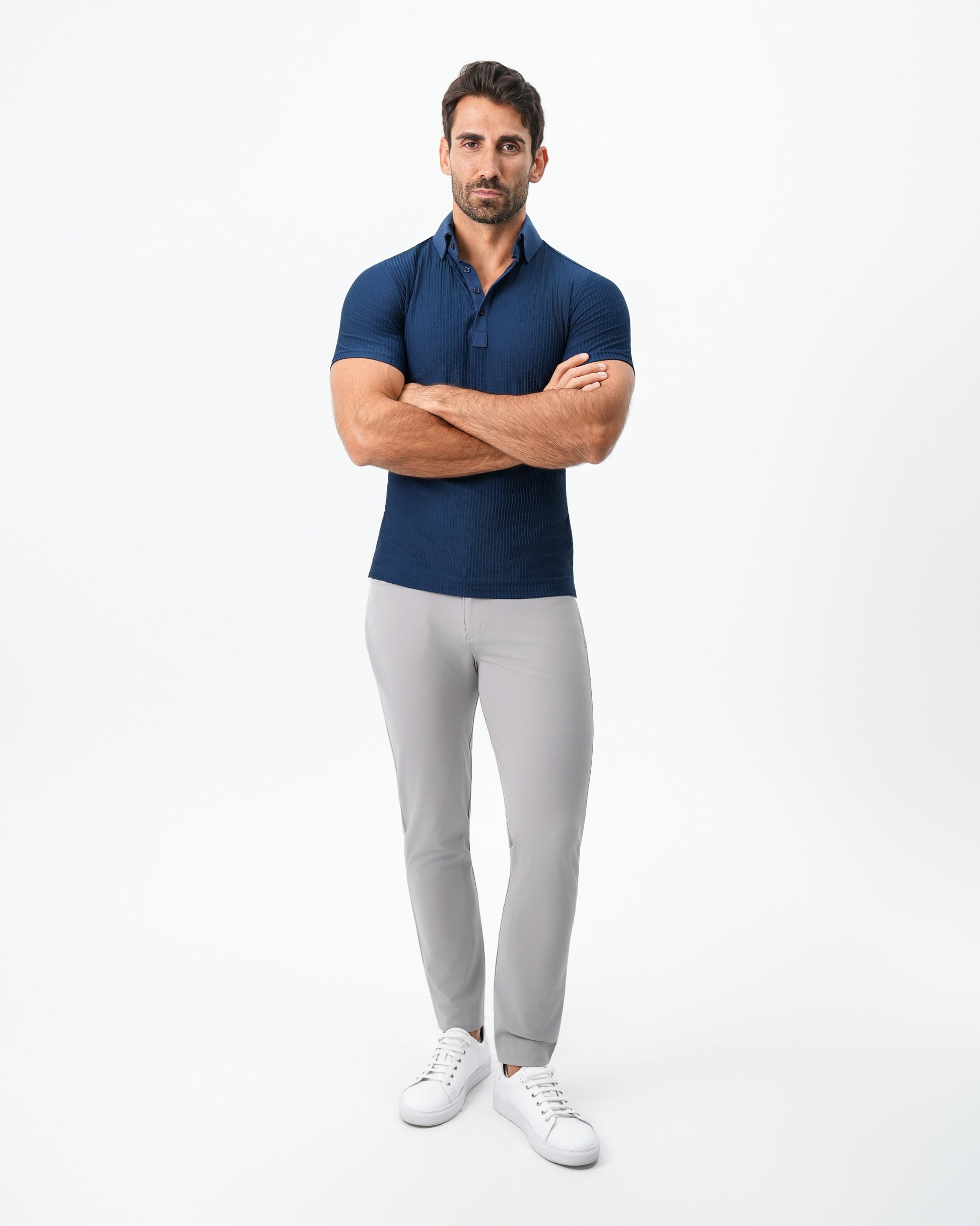 Seersucker Polo - Navy | State & Liberty Tops