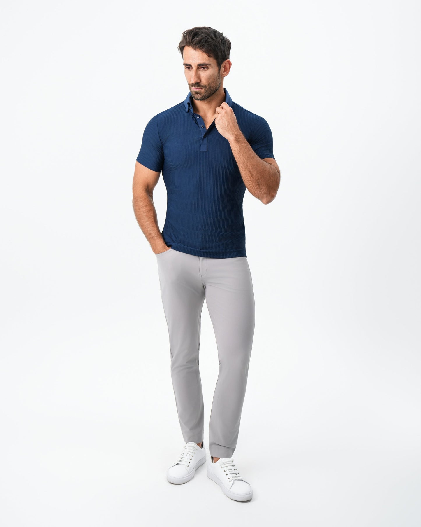 Seersucker Polo - Navy | State & Liberty Tops
