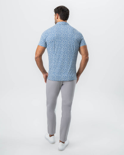"The Ken" White & Light Blue Floral Print Polo | State & Liberty Tops
