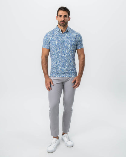 "The Ken" White & Light Blue Floral Print Polo | State & Liberty Tops