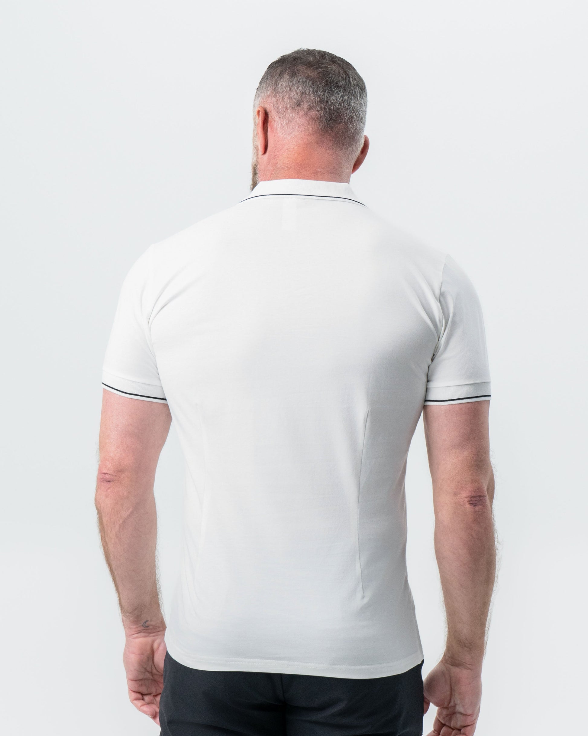 "The Parkway" White with Black Tipped Polo | State & Liberty Tops