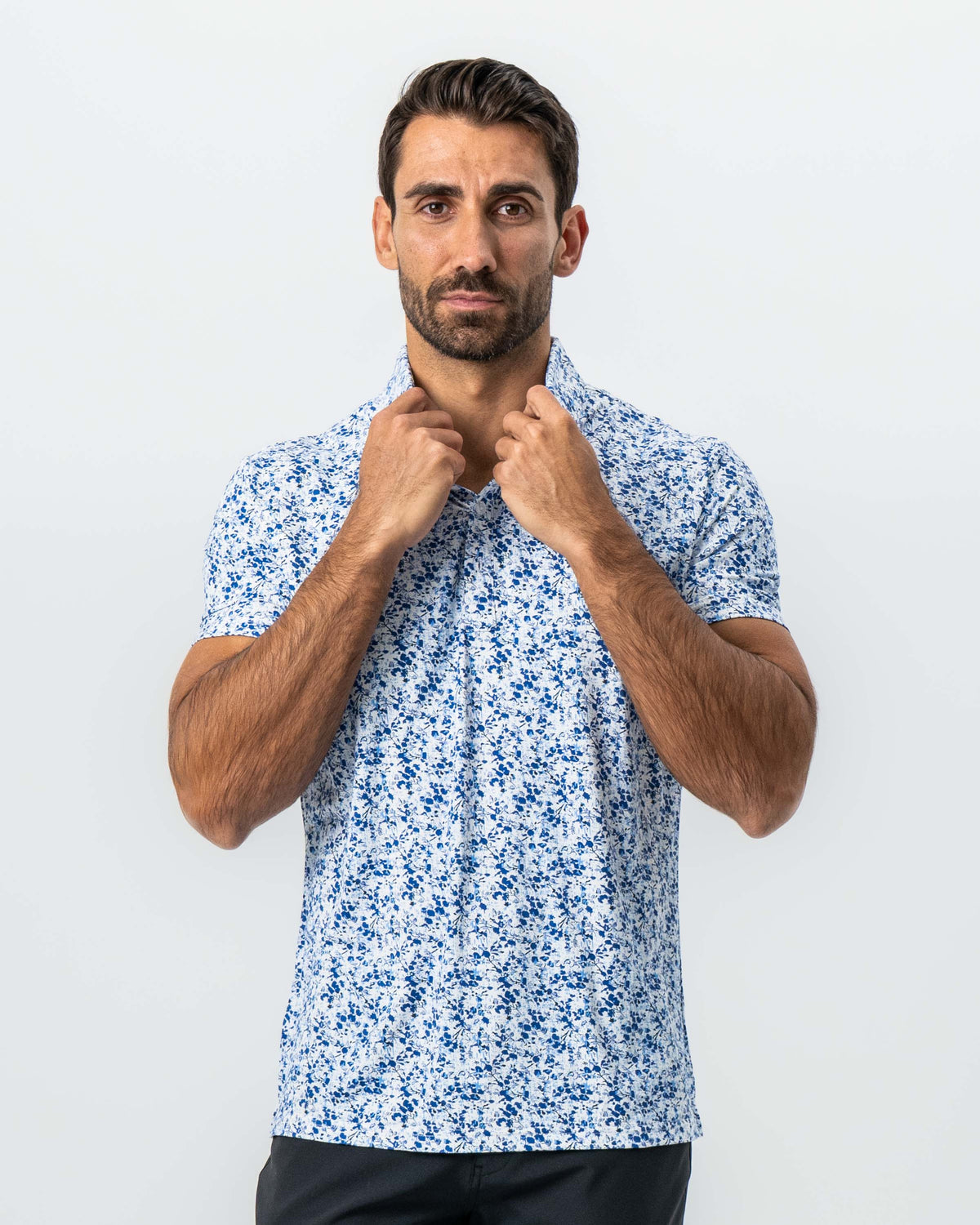 "The Arctic" White, Navy & Blue Floral | State & Liberty Tops