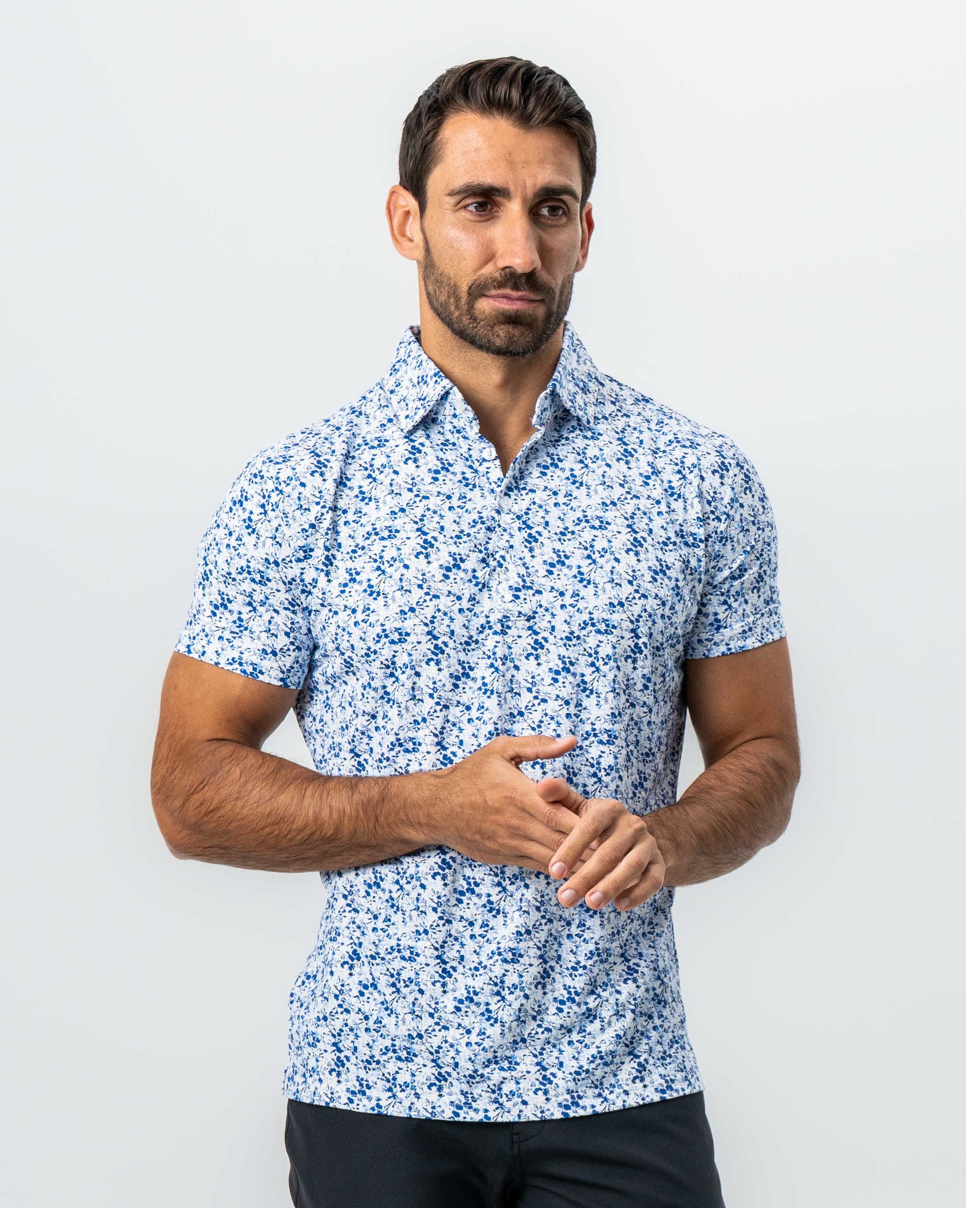 "The Arctic" White, Navy & Blue Floral | State & Liberty Tops