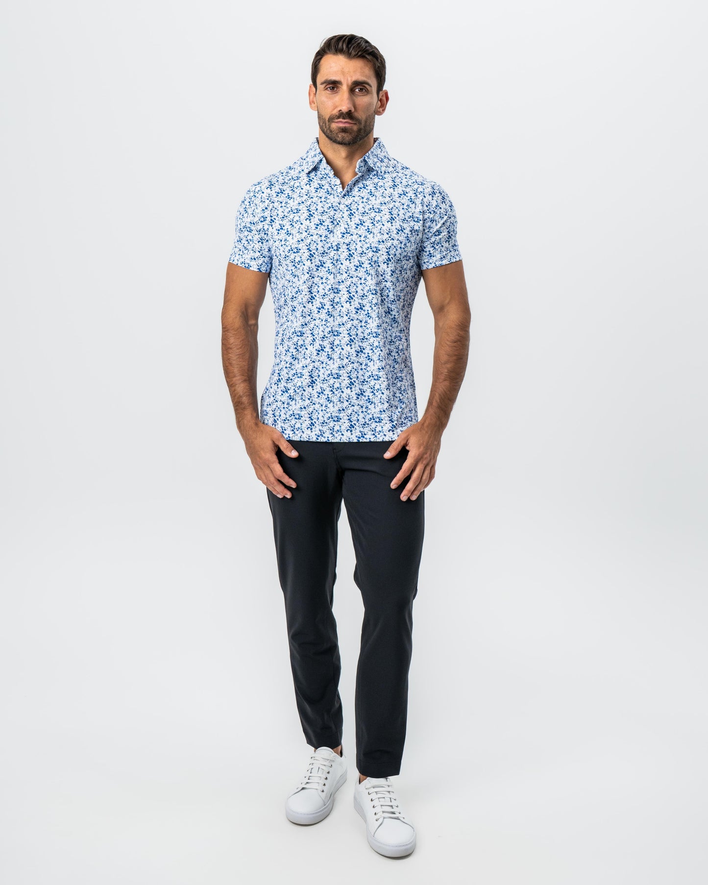 "The Arctic" White, Navy & Blue Floral | State & Liberty Tops