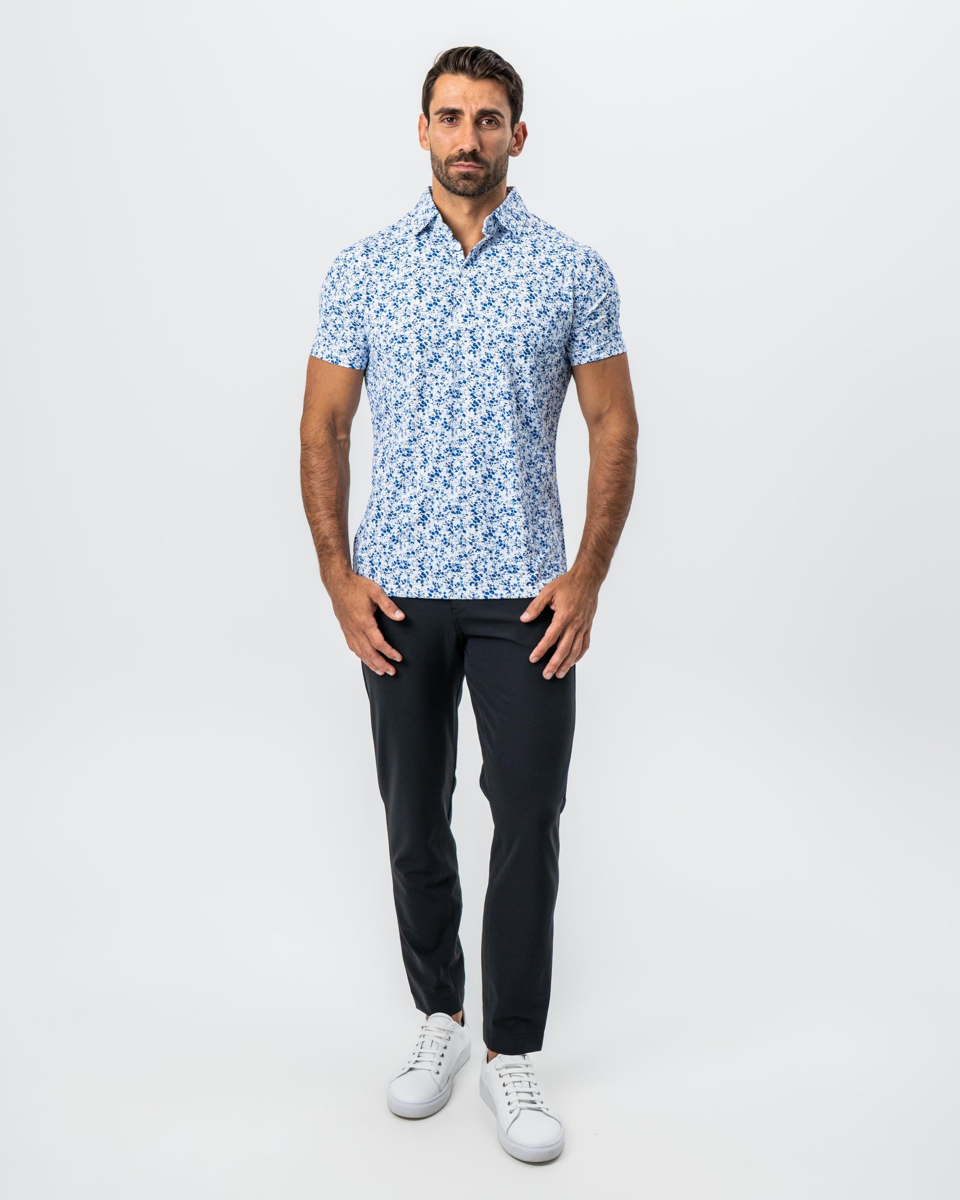 "The Arctic" White, Navy & Blue Floral | State & Liberty Tops