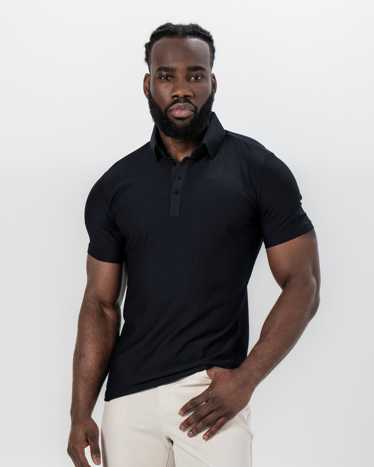 Seersucker Polo - Black | State & Liberty Tops