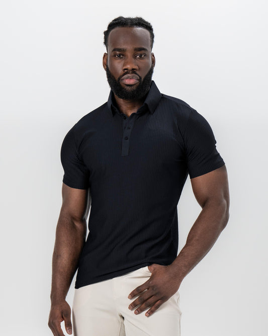 Seersucker Polo - Black | State & Liberty Tops