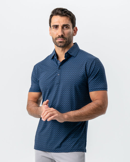 "The Zeus" Diamond Navy & Light Blue Circle Polo | State & Liberty Tops