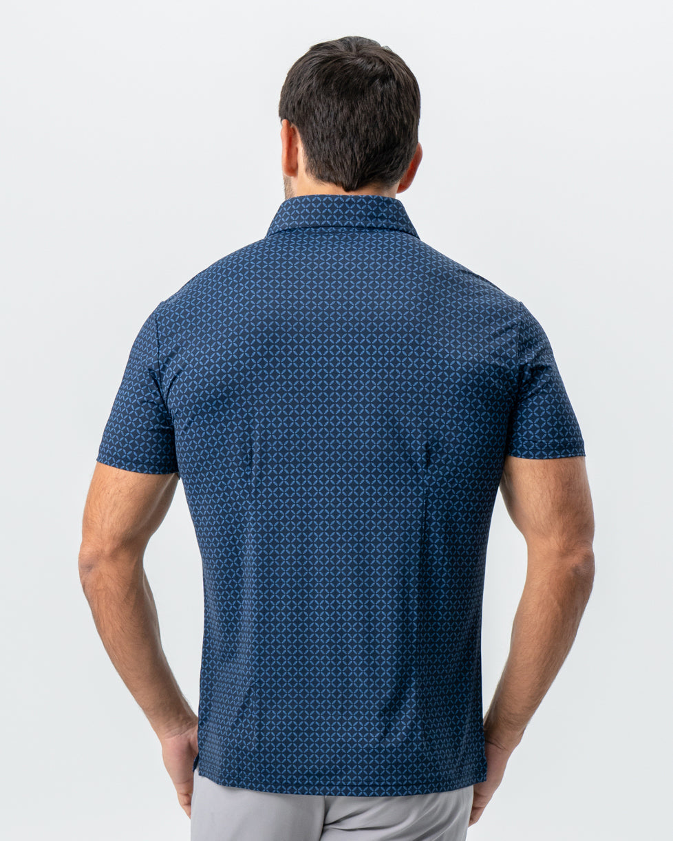 "The Zeus" Diamond Navy & Light Blue Circle Polo | State & Liberty Tops