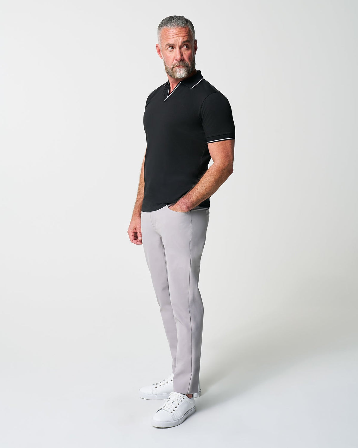 "The Gage" Black with White Tipped Polo | State & Liberty Tops