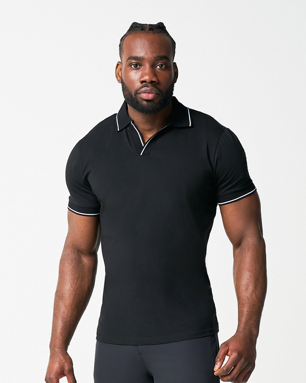 "The Gage" Black with White Tipped Polo | State & Liberty Tops