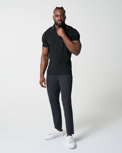 "The Gage" Black with White Tipped Polo | State & Liberty Tops