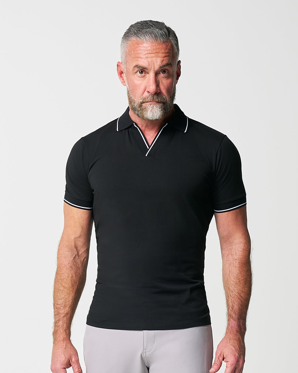 "The Gage" Black with White Tipped Polo | State & Liberty Tops