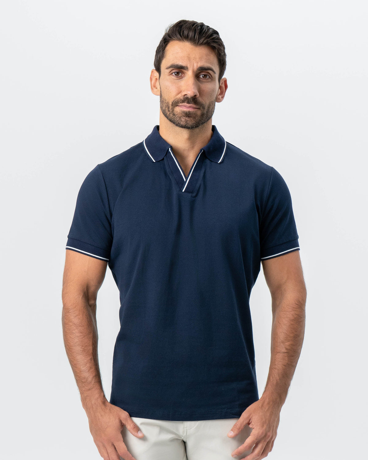 "The Rhett" Navy With White Tipped Polo | State & Liberty Tops