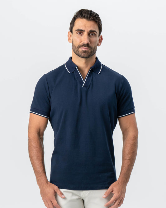 "The Rhett" Navy With White Tipped Polo | State & Liberty Tops