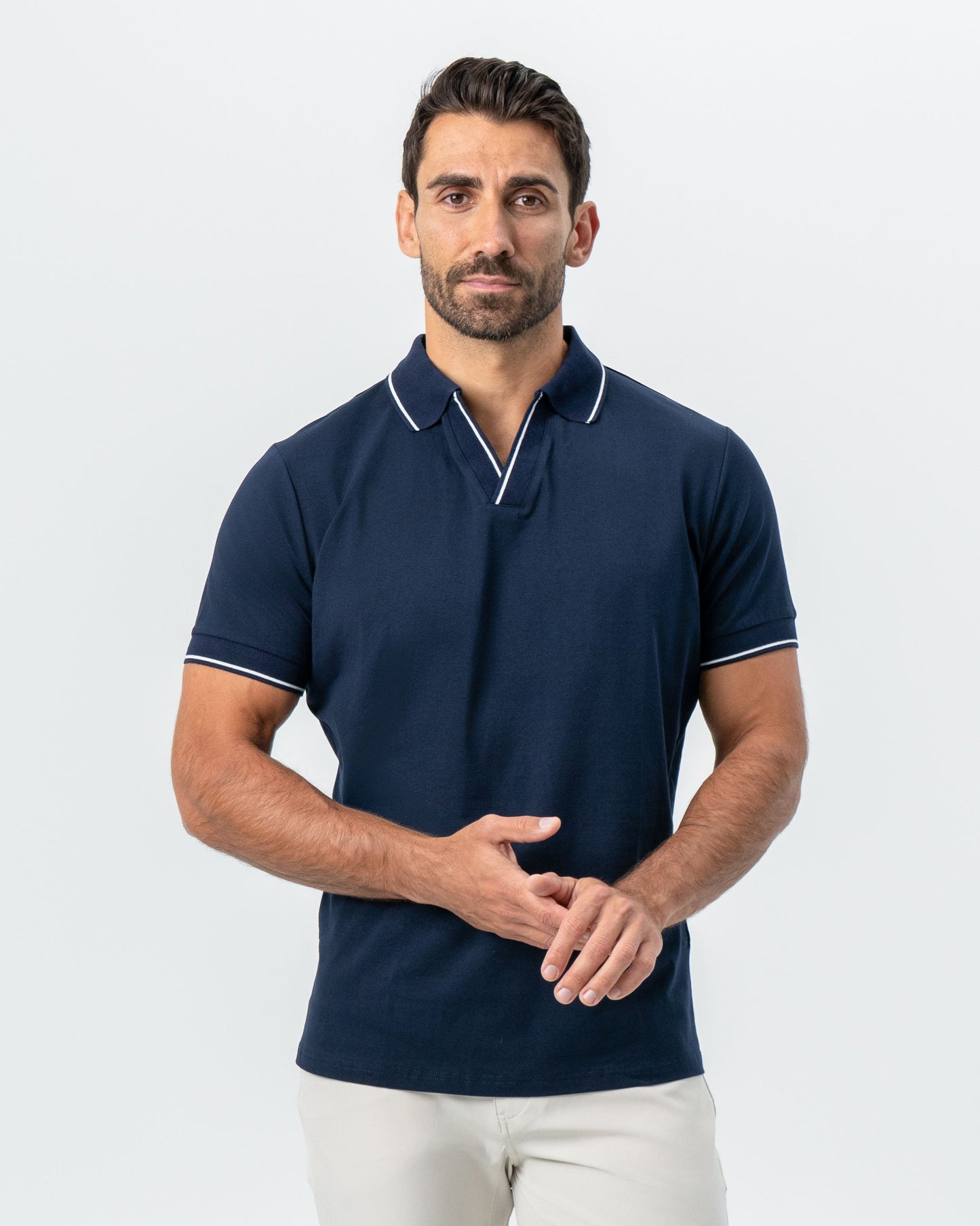 "The Rhett" Navy With White Tipped Polo | State & Liberty Tops