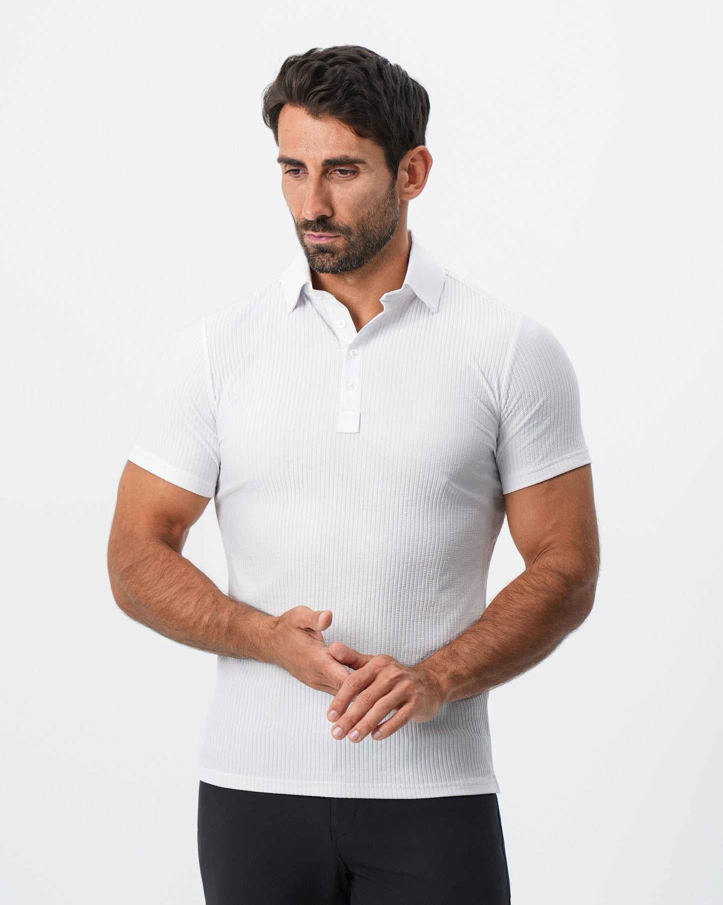 Seersucker Polo - White | State & Liberty Tops