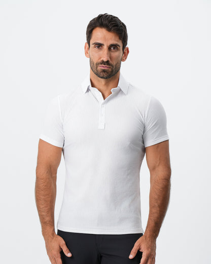 Seersucker Polo - White | State & Liberty Tops