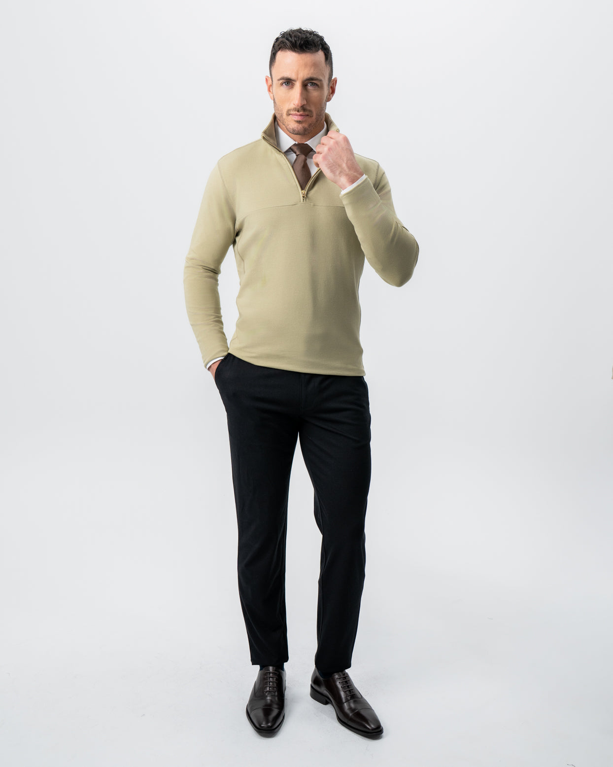 Quarter Zip - Light Olive | State & Liberty Tops