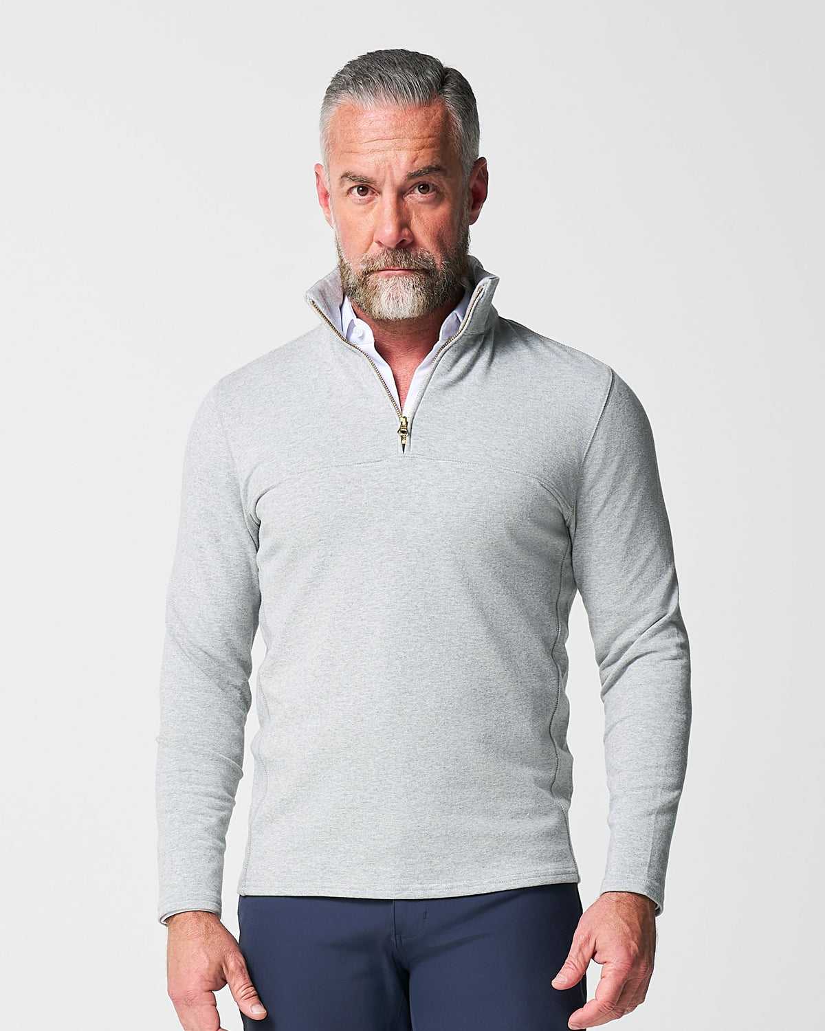 Quarter Zip - Heathered Grey | State & Liberty Tops