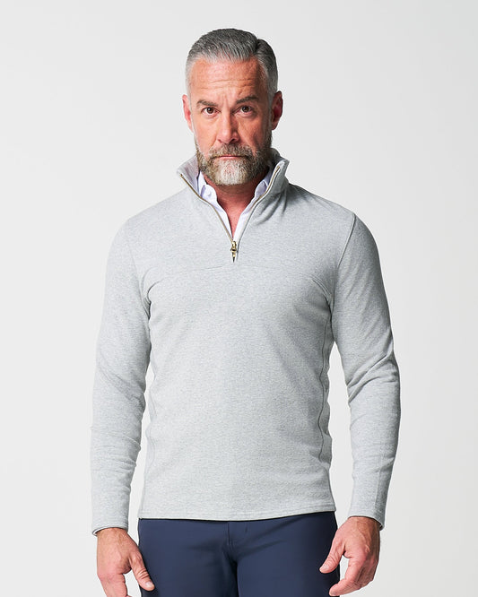 Quarter Zip - Heathered Grey | State & Liberty Tops