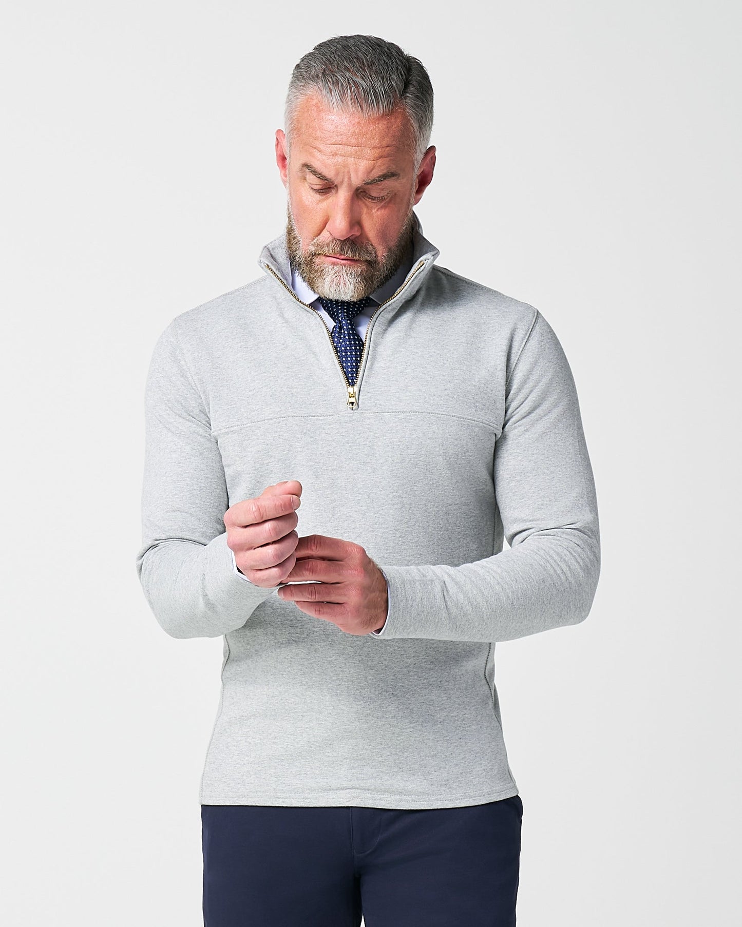 Quarter Zip - Heathered Grey | State & Liberty Tops