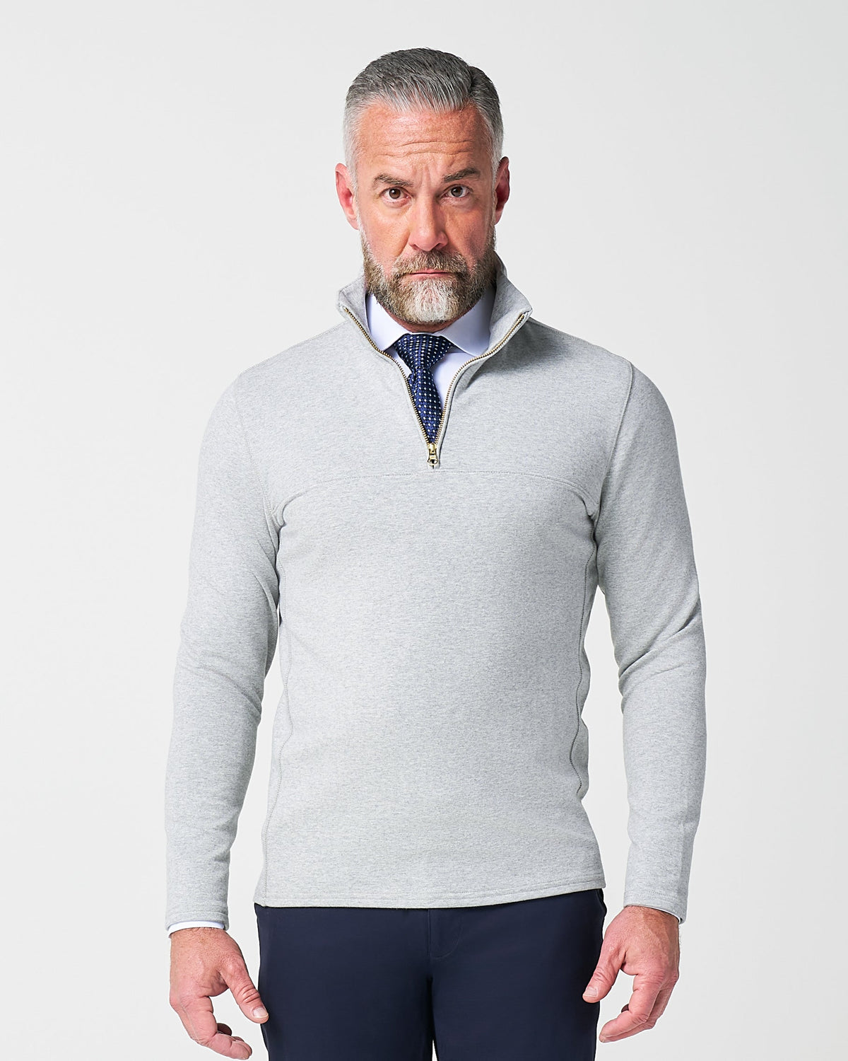 Quarter Zip - Heathered Grey | State & Liberty Tops
